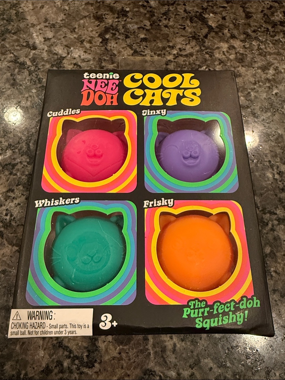 Nee Doh Cool Cats Squishy Toy Set - Pink, Purple, Teal, Orange